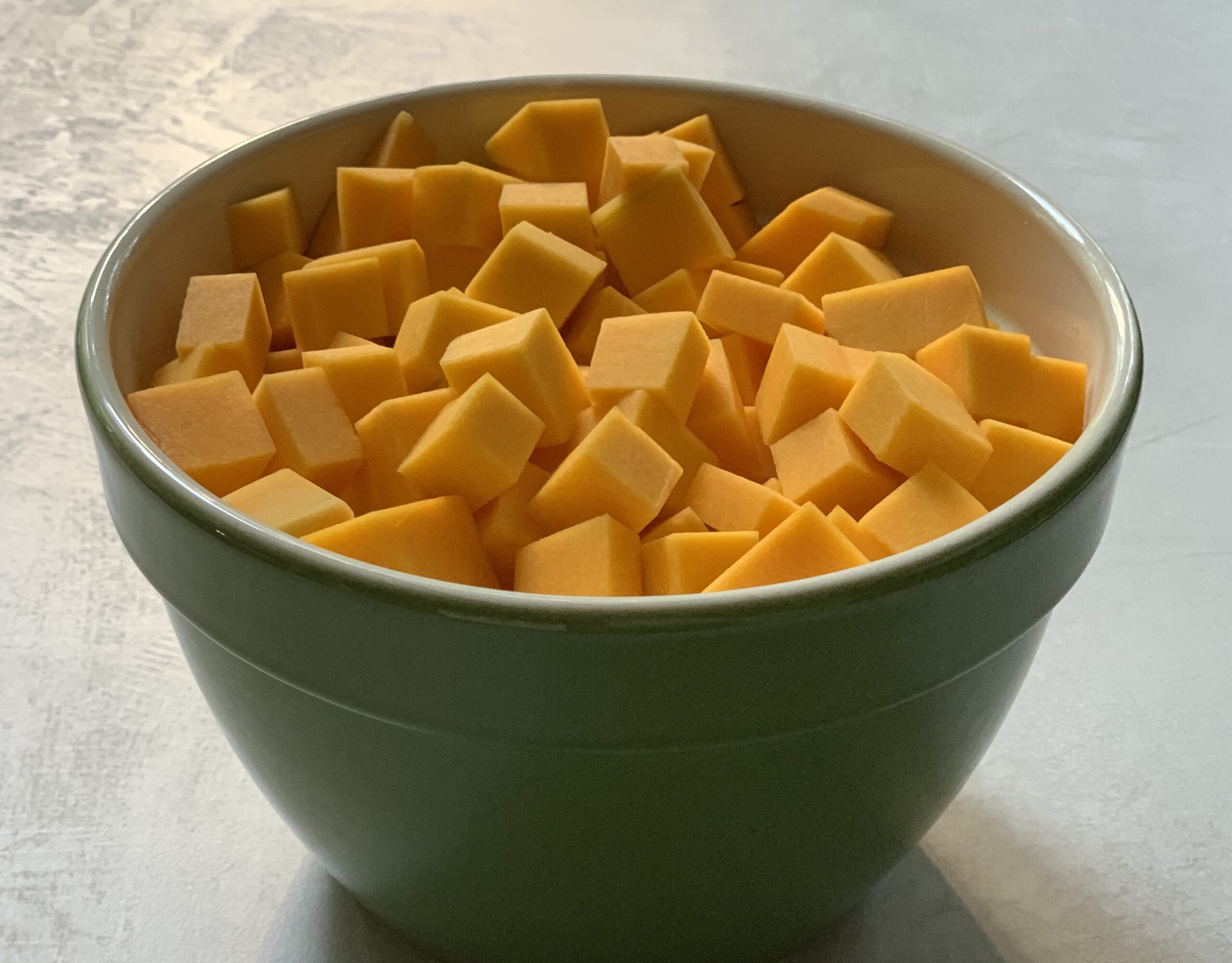 Butternut Squash Cubed and in Bowl