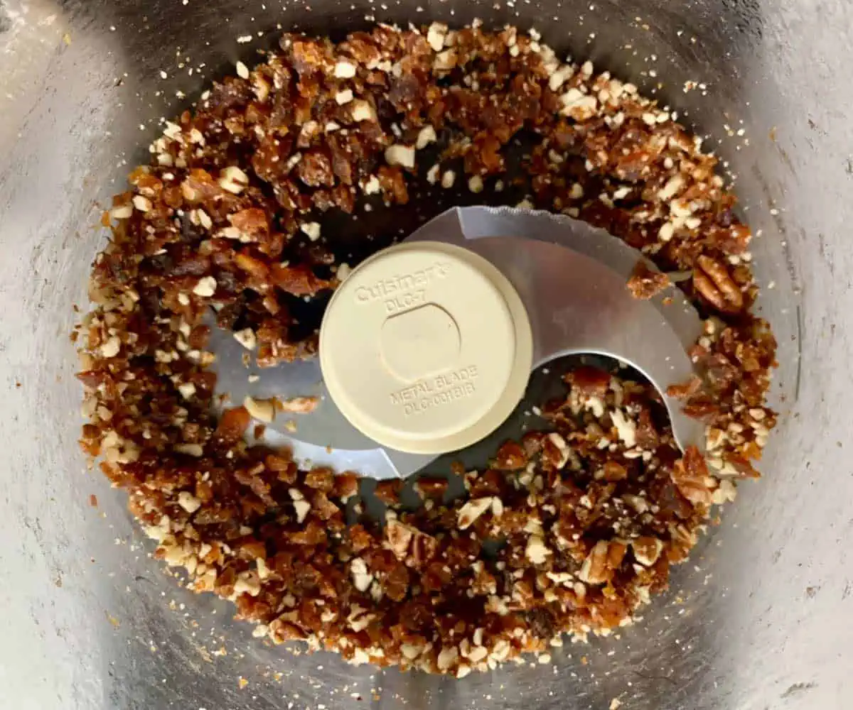 Nuts chopped in a food processor.