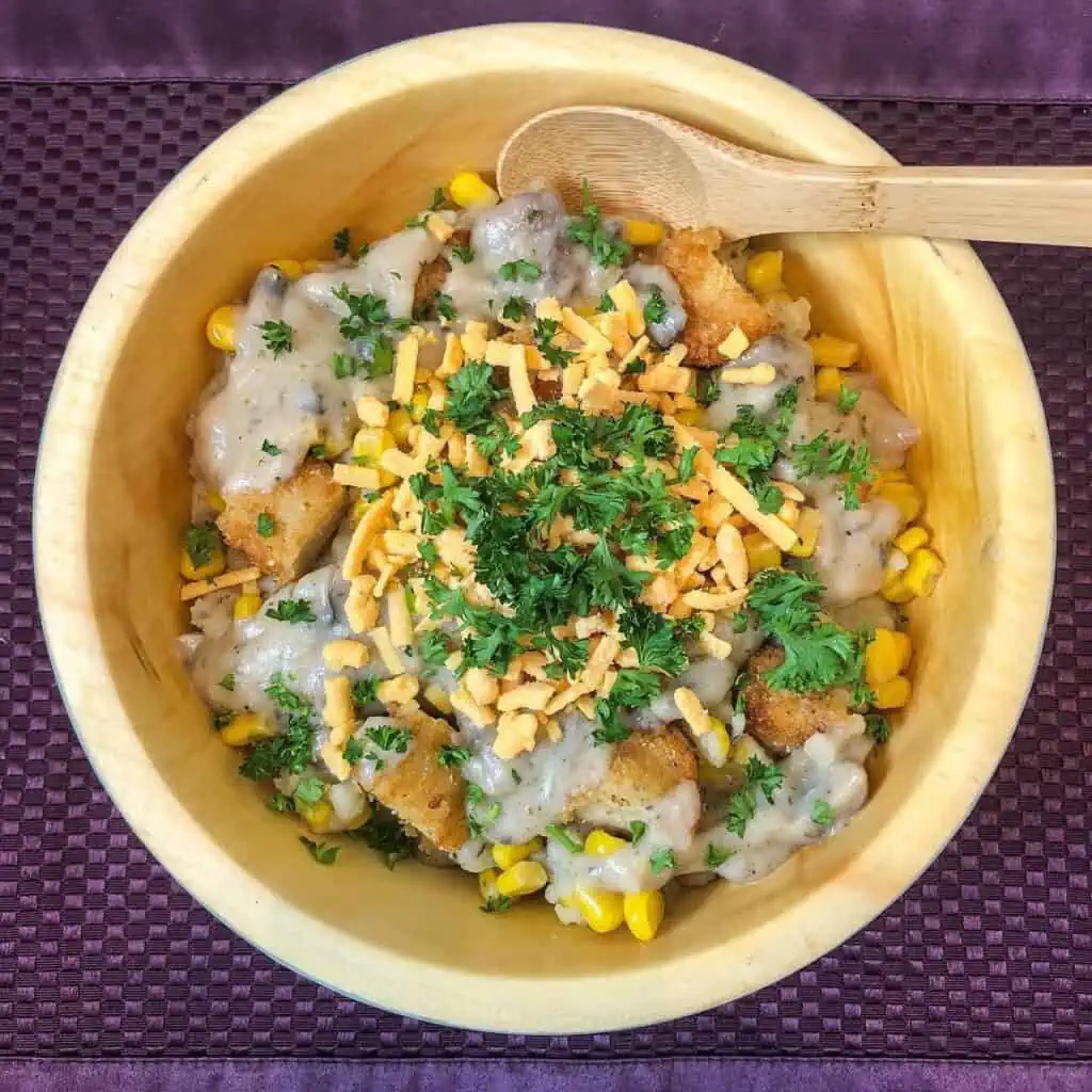 A vegan version of the KFC Famous Bowl