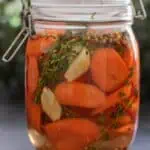 Quick & Spicy Pickled Carrots in a glass jar